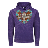 Cloud Purple mama heart cowhide Vintage Hoodie - CowhideDigitalArt