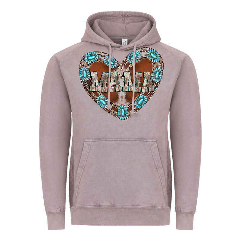 Mama Heart Cowhide Vintage Hoodie by CowhideDigitalArt | Teevron