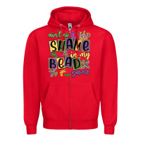 Red ain't no shame in my bead game Zipper Hoodie - MaliasSmallBusiness