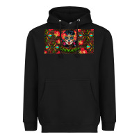 Black Chingona Sugar Skull License Plate Heavyweight Hoodie - BundleAndBundleShop