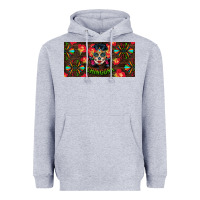 Heather Grey Chingona Sugar Skull License Plate Heavyweight Hoodie - BundleAndBundleShop