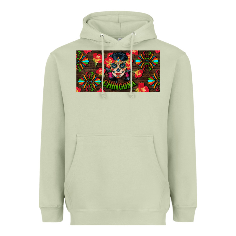 Chingona Sugar Skull License Plate Heavyweight Hoodie by BundleAndBundleShop | Teevron