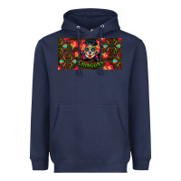 Navy Chingona Sugar Skull License Plate Heavyweight Hoodie - BundleAndBundleShop