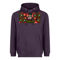 Plum Chingona Sugar Skull License Plate Heavyweight Hoodie - BundleAndBundleShop