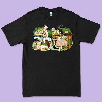 Sheep Coffee Cups Premium Tee Designed By Zillion Design Studio