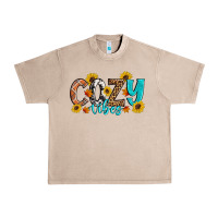 French Oak Cozy Vibes Fall Sunflowers Urban Heavy Tee - Artiststas