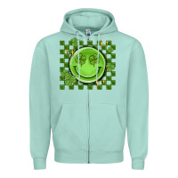Seafoam checkered st. patrick's day Zipper Hoodie - MaliasSmallBusiness