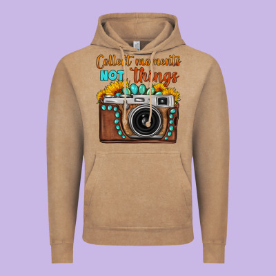 Collect Moments Not Things Sunflower Gemstone Vintage Camera Vintage Hoodie Designed By Fadigitalartstudio