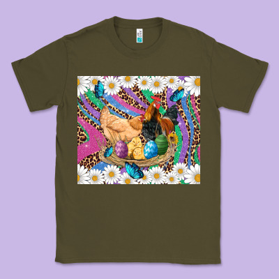 Easter Farm Chicken Chick Rooster Daisys Butterfly Sunflower Eggs Glit Classic Tee Designed By Artiststas