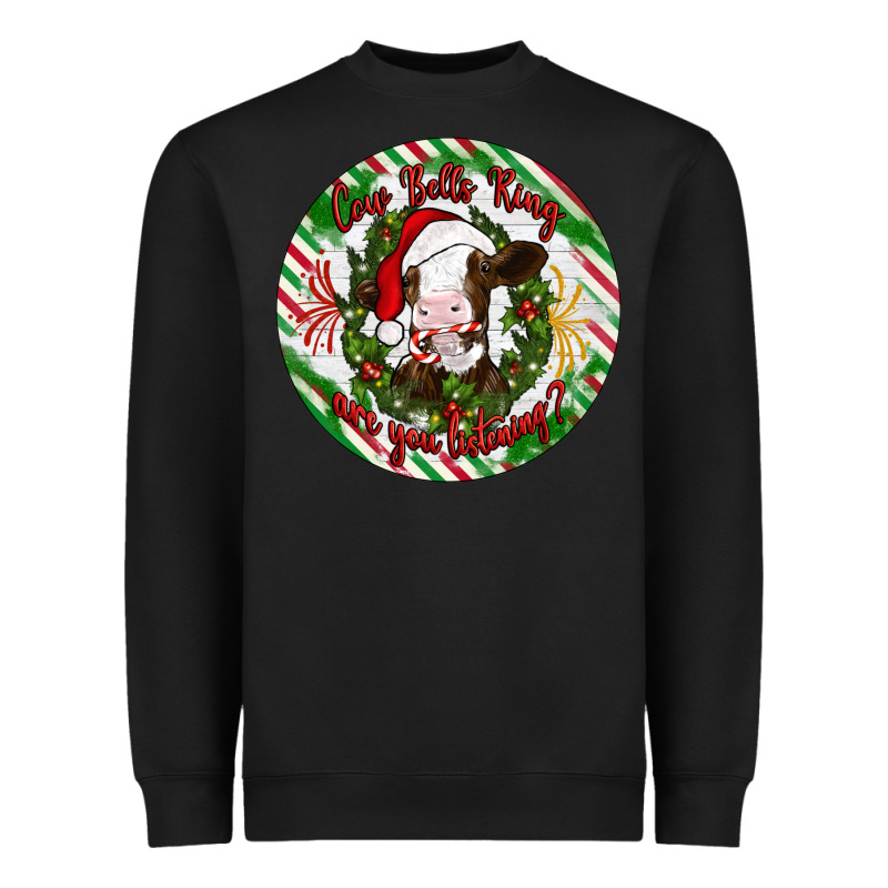 Christmas Cow Bells Ring Are You Listening Heavyweight Sweatshirt by Artiststas | Teevron