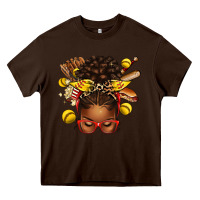 Chocolate Brown softball afro messy bun Heavy Core Tee - texasbilliewilder