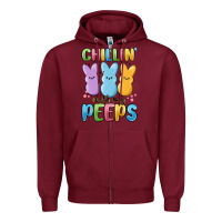 Burgundy chillin' with my peeps Zipper Hoodie - MaliasSmallBusiness