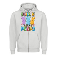 Dove Grey chillin' with my peeps Zipper Hoodie - MaliasSmallBusiness