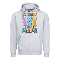 Heather Grey chillin' with my peeps Zipper Hoodie - MaliasSmallBusiness