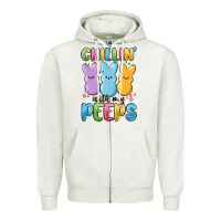 Oatmeal Heather chillin' with my peeps Zipper Hoodie - MaliasSmallBusiness
