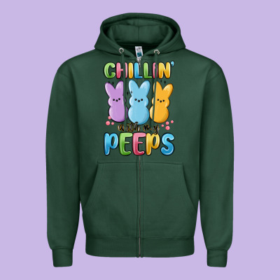 Chillin' With My Peeps Zipper Hoodie Designed By Maliassmallbusiness