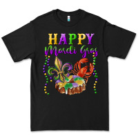 Black Happy Mardi Gras Fleur De Lis King Cake Crawfish Premium Tee - RanaPortraitStore