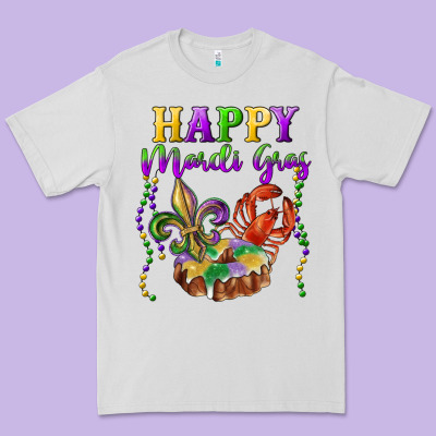 Premium Tee Happy Mardi Gras Fleur De Lis King Cake Crawfish