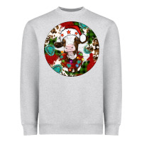 Heather Grey Christmas cow gemstone Heavyweight Sweatshirt - Artiststas