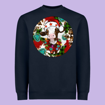 Christmas Cow Gemstone Heavyweight Sweatshirt Designed By Artiststas