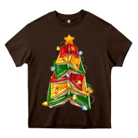 Chocolate Brown christmas book tree Heavy Core Tee - Zillion Design Studio