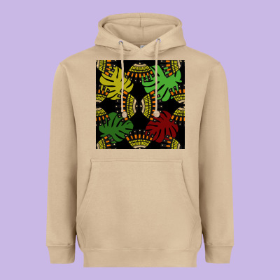 African And Leaf Seamless Pattern Heavyweight Hoodie Designed By Bundleandbundleshop