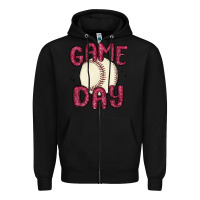 Black game day baseball Zipper Hoodie - MaliasSmallBusiness