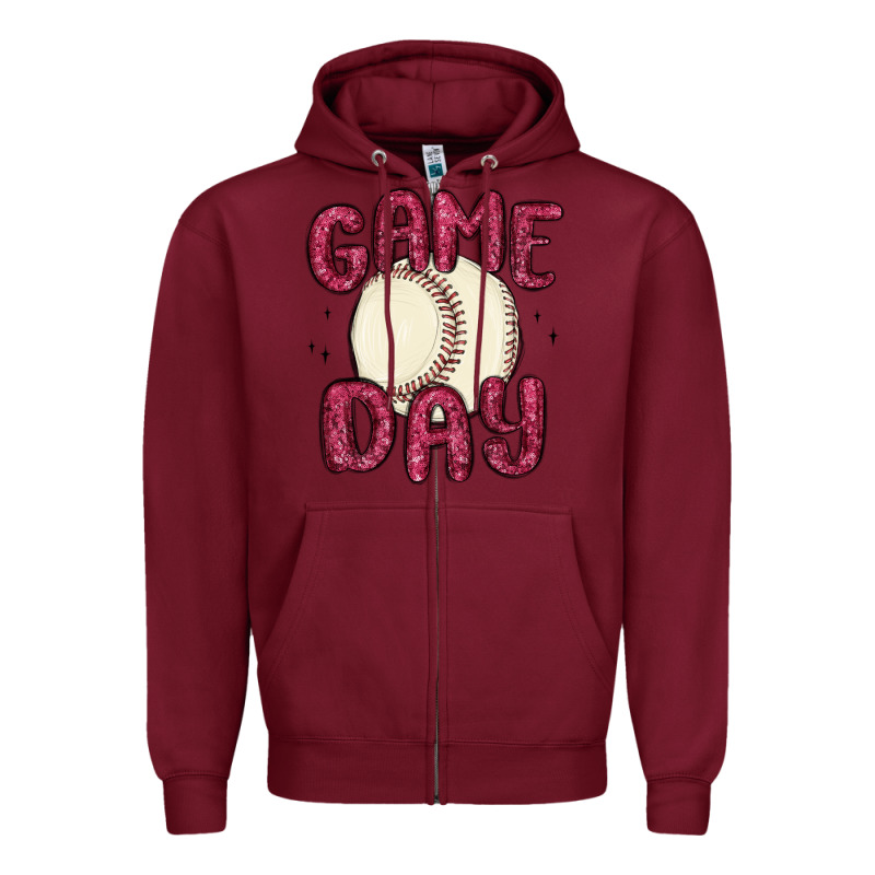Game Day Baseball Zipper Hoodie by MaliasSmallBusiness | Teevron