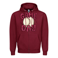 Burgundy game day baseball Zipper Hoodie - MaliasSmallBusiness