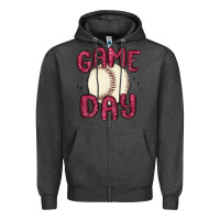 Charcoal Heather game day baseball Zipper Hoodie - MaliasSmallBusiness