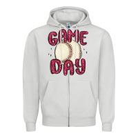 Dove Grey game day baseball Zipper Hoodie - MaliasSmallBusiness
