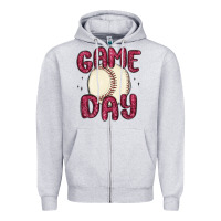 Heather Grey game day baseball Zipper Hoodie - MaliasSmallBusiness