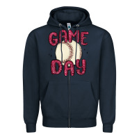 Navy game day baseball Zipper Hoodie - MaliasSmallBusiness