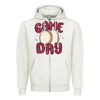 Oatmeal Heather game day baseball Zipper Hoodie - MaliasSmallBusiness
