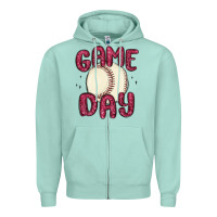 Seafoam game day baseball Zipper Hoodie - MaliasSmallBusiness