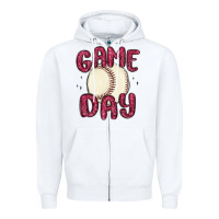 White game day baseball Zipper Hoodie - MaliasSmallBusiness