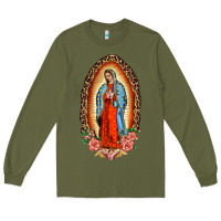 Army Green our lady of guadalupe leopard and roses Long Sleeve Tee - BarkalooDesign