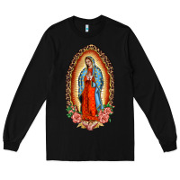 Black our lady of guadalupe leopard and roses Long Sleeve Tee - BarkalooDesign
