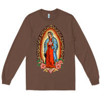 Chestnut our lady of guadalupe leopard and roses Long Sleeve Tee - BarkalooDesign
