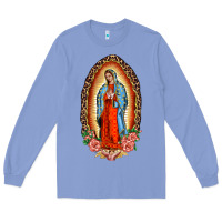 Colony Blue our lady of guadalupe leopard and roses Long Sleeve Tee - BarkalooDesign