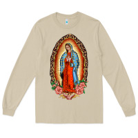 Mushroom our lady of guadalupe leopard and roses Long Sleeve Tee - BarkalooDesign