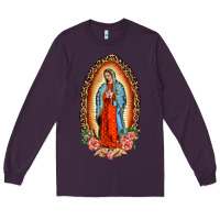 Plum our lady of guadalupe leopard and roses Long Sleeve Tee - BarkalooDesign