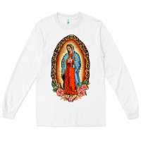 White our lady of guadalupe leopard and roses Long Sleeve Tee - BarkalooDesign