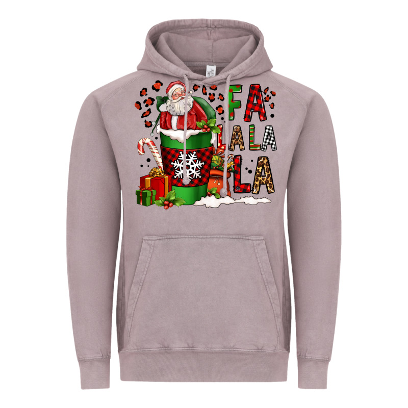 Fa La La La La Christmas Santa Claus Coffee Cup Vintage Hoodie by FaDigitalArtStudio | Teevron