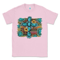 Bubblegum Pink western gemstone cross sunflowers serape leopard glitter Classic Tee - Artiststas