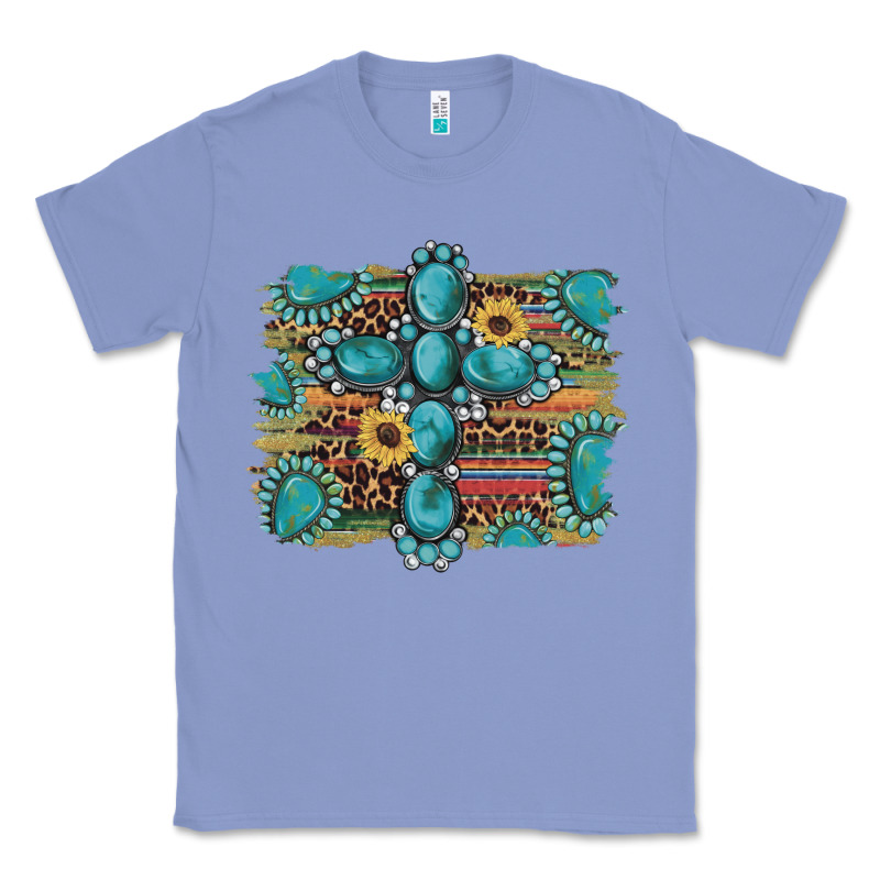 Western Gemstone Cross Sunflowers Serape Leopard Glitter Classic Tee by Artiststas | Teevron