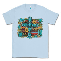 Dusty Blue western gemstone cross sunflowers serape leopard glitter Classic Tee - Artiststas