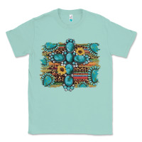 Seafoam western gemstone cross sunflowers serape leopard glitter Classic Tee - Artiststas
