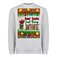 Heather Grey Christmas Dear Santa Just Bring Wine Heavyweight Sweatshirt - Artiststas