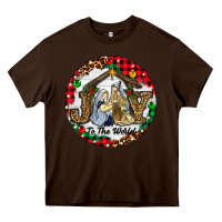 Chocolate Brown Christmas Joy To The World Heavy Core Tee - RanaPortraitStore